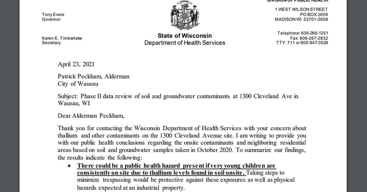 letter-dhs | Citizens for a Clean Wausau