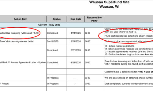 wausau superfund site draft results pfas groundwater detections